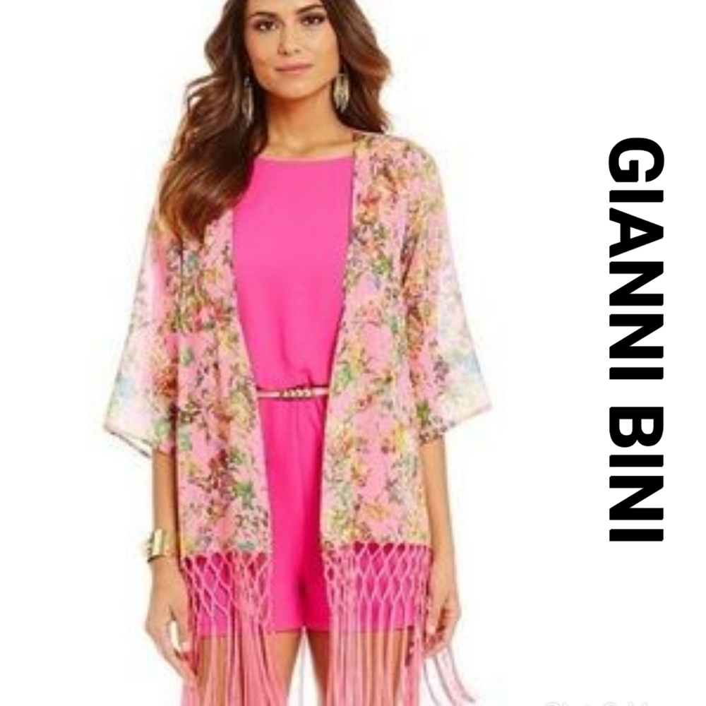 GIANNI BINI pink floral kimono